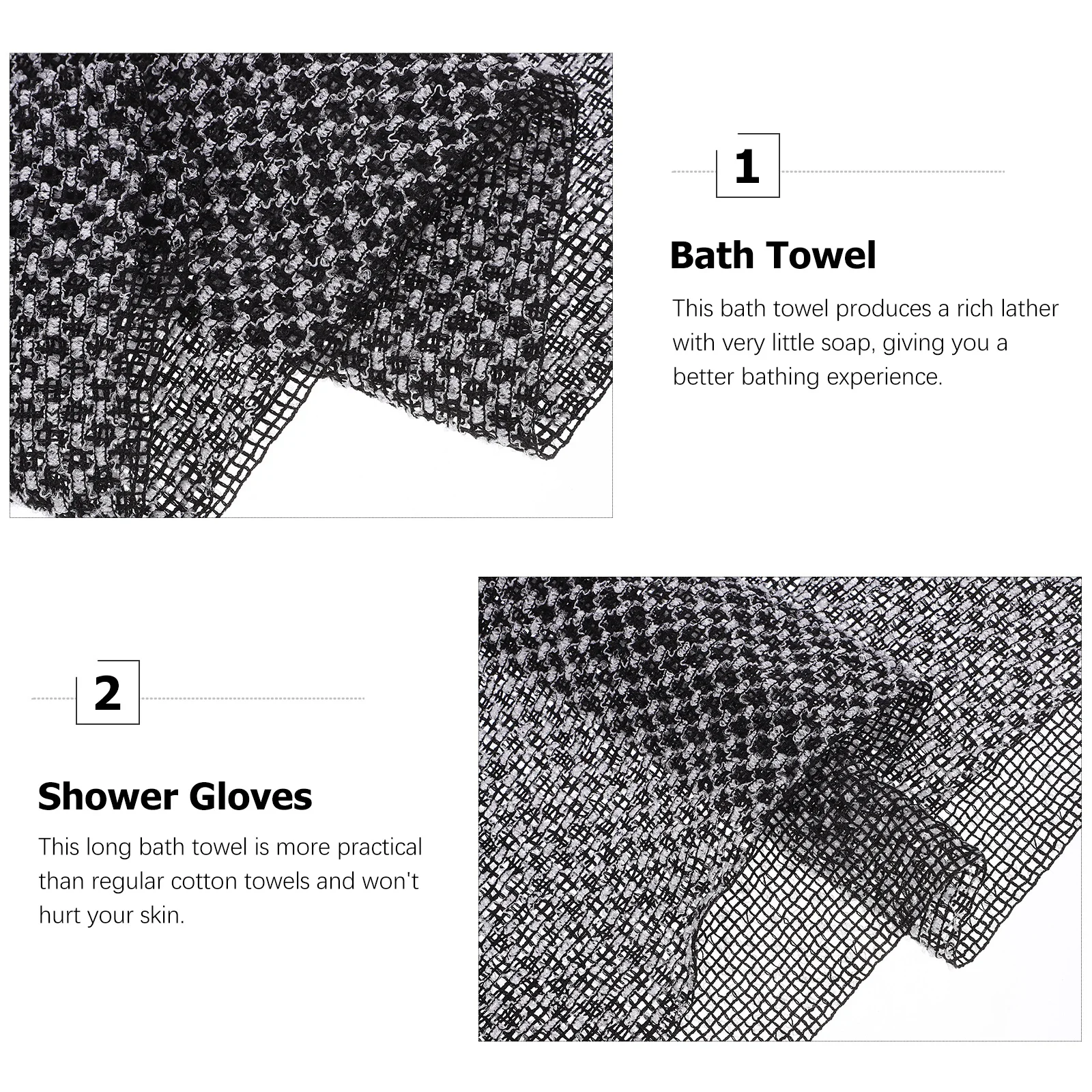 

2Pcs Exfoliating Bath Towels Rich Lather Shower Cloth Japanese Washcloth Body Scrubber Easy to Fold Travel Friendly