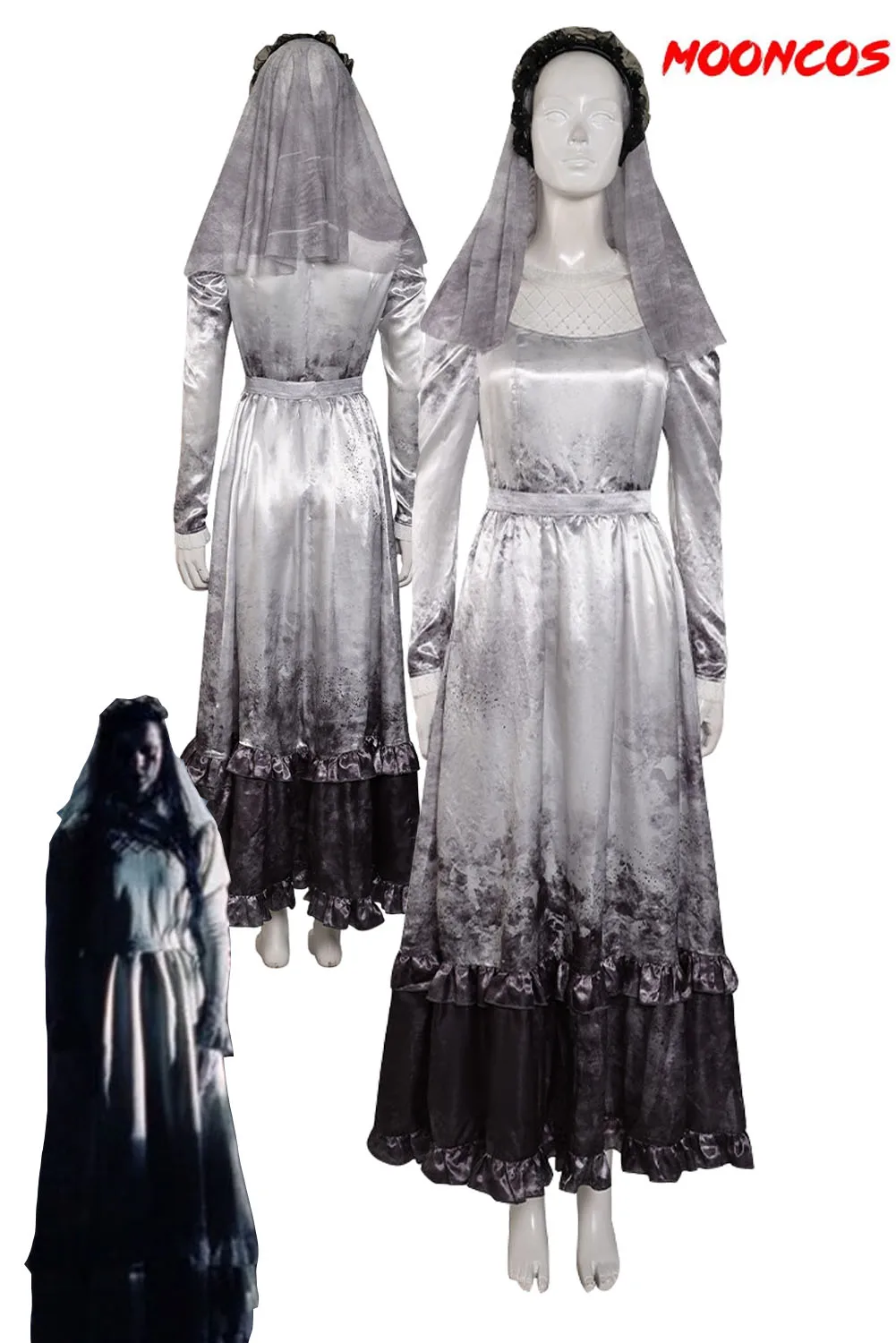 

La Llorona Cosplay Women Fantasia Dress Headband Veil Movie The Curse Cos of La Llorona Horror Costume Outfits Halloween Suit