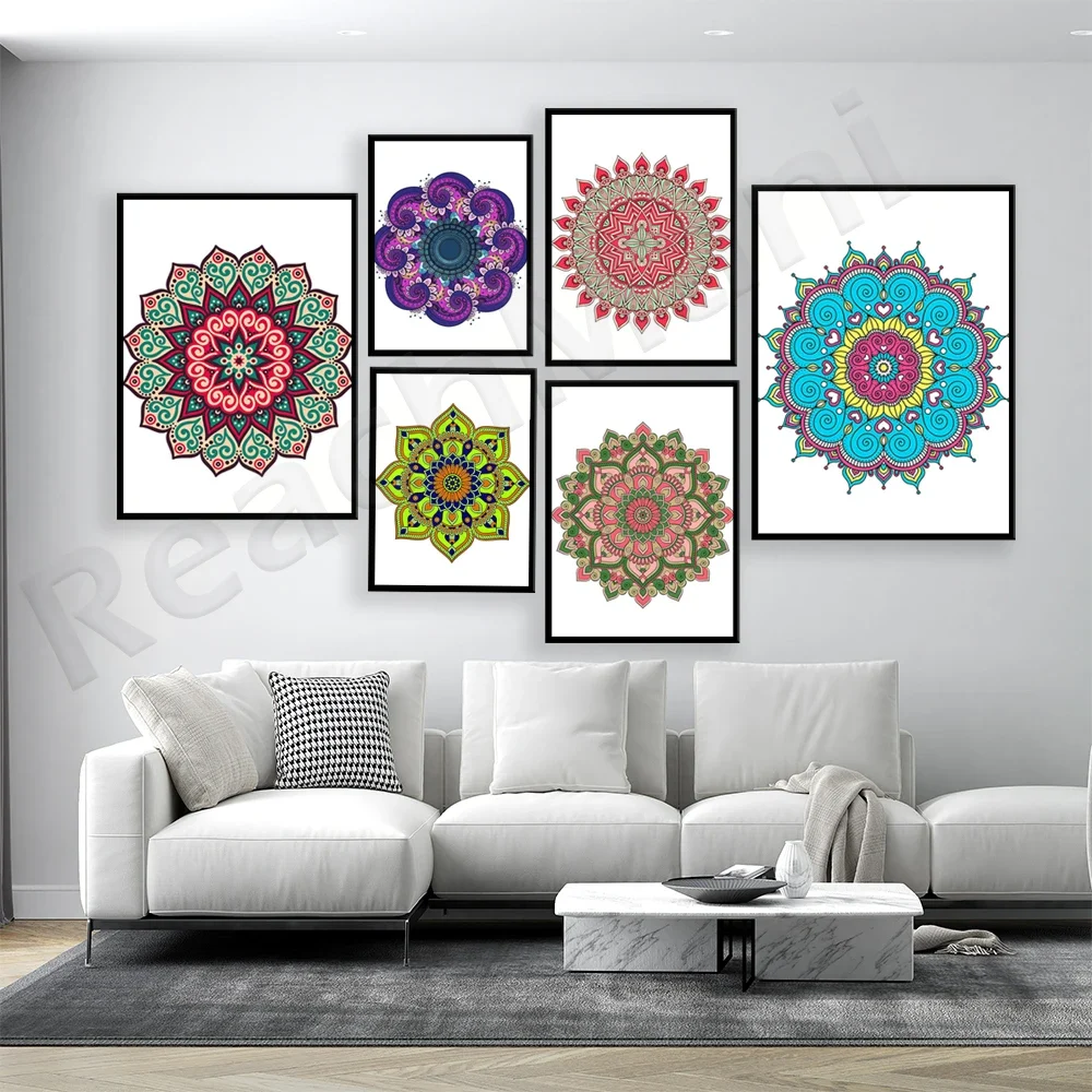 Colorful Mandala Wall Art Prints, Geometric Wall Art, Modern Yoga Art, Buddhist Art, Spiritual Art Gifts, Boho Wall Decor