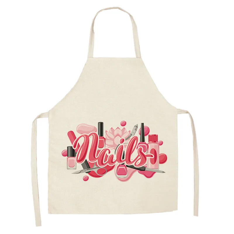 Nail Polish Themed Printed Apron Unisex Dinner Bib Kitchen Cooking Baking Apron Cleaning Accessories