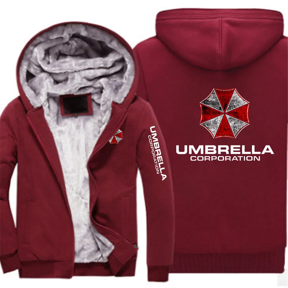 Vrije tijd Veelzijdige hoodies Herfst en winter Heren populaire jas Umbrella Corporation Grafisch logo Print Fleece warme jas