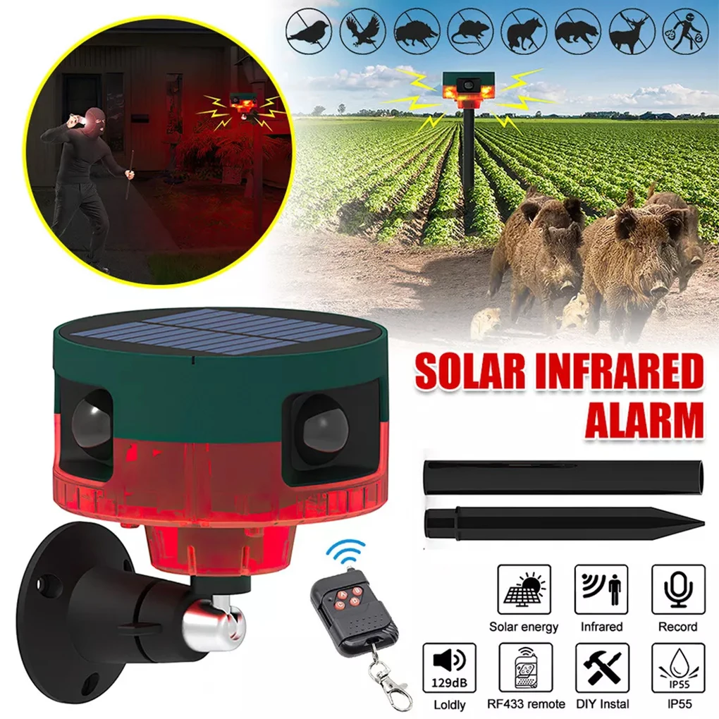 

2 Mode Solar Alarmer Garden Farm Infrared Sensor Solar Power Motion Sensor Sound Light Alarm Dog Barking Gunshots Repeller