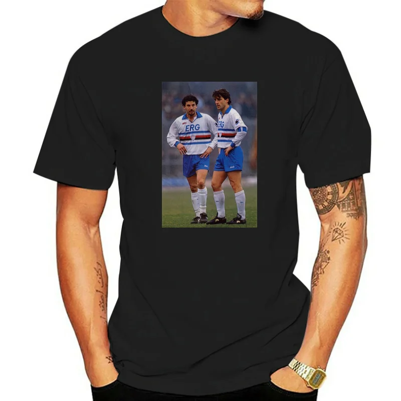 T-SHIRT ROBERTO MANCINI GIANLUCA VIALLI SAMPDORIA ANNI 80 2 S-M-L-XL-2XL-3XL