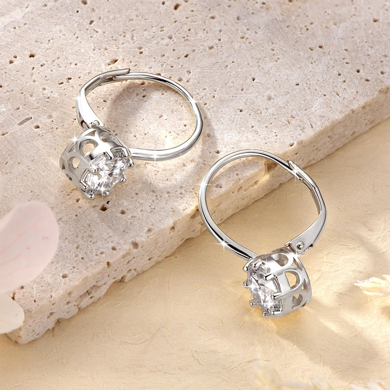 Lnngy Funkelnde GRA-zertifizierte Moissanit-Diamant-Ohrringe für Damen, 14 Karat Gold gefüllt, 6,5 mm, Einzelstein-Creolen-Ohrring-Schmuck – Detail 9