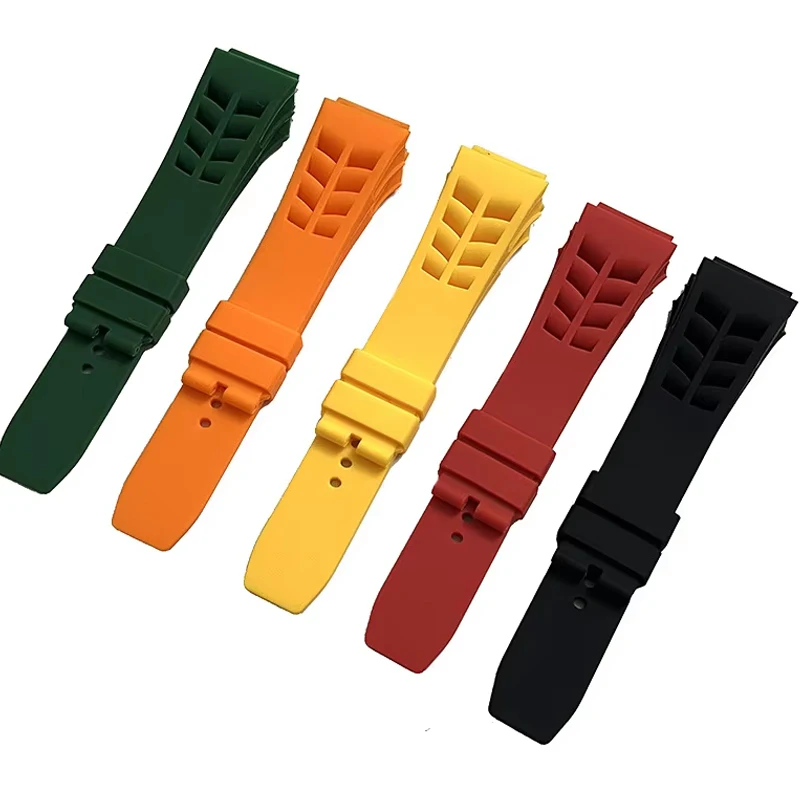 Men\'s Silicone Watch Strap for Richard Mille Red Black Green Gray Blue Yellow Orange Rubber Watch Band Accessories 25mm-20mm