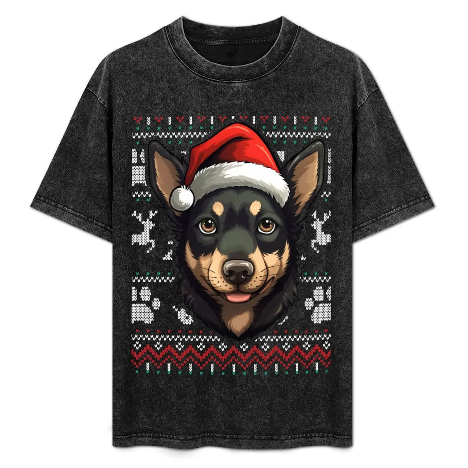

Kelpie Ugly Sweater Christmas T-Shirt Modern Print Casual T-Shirt