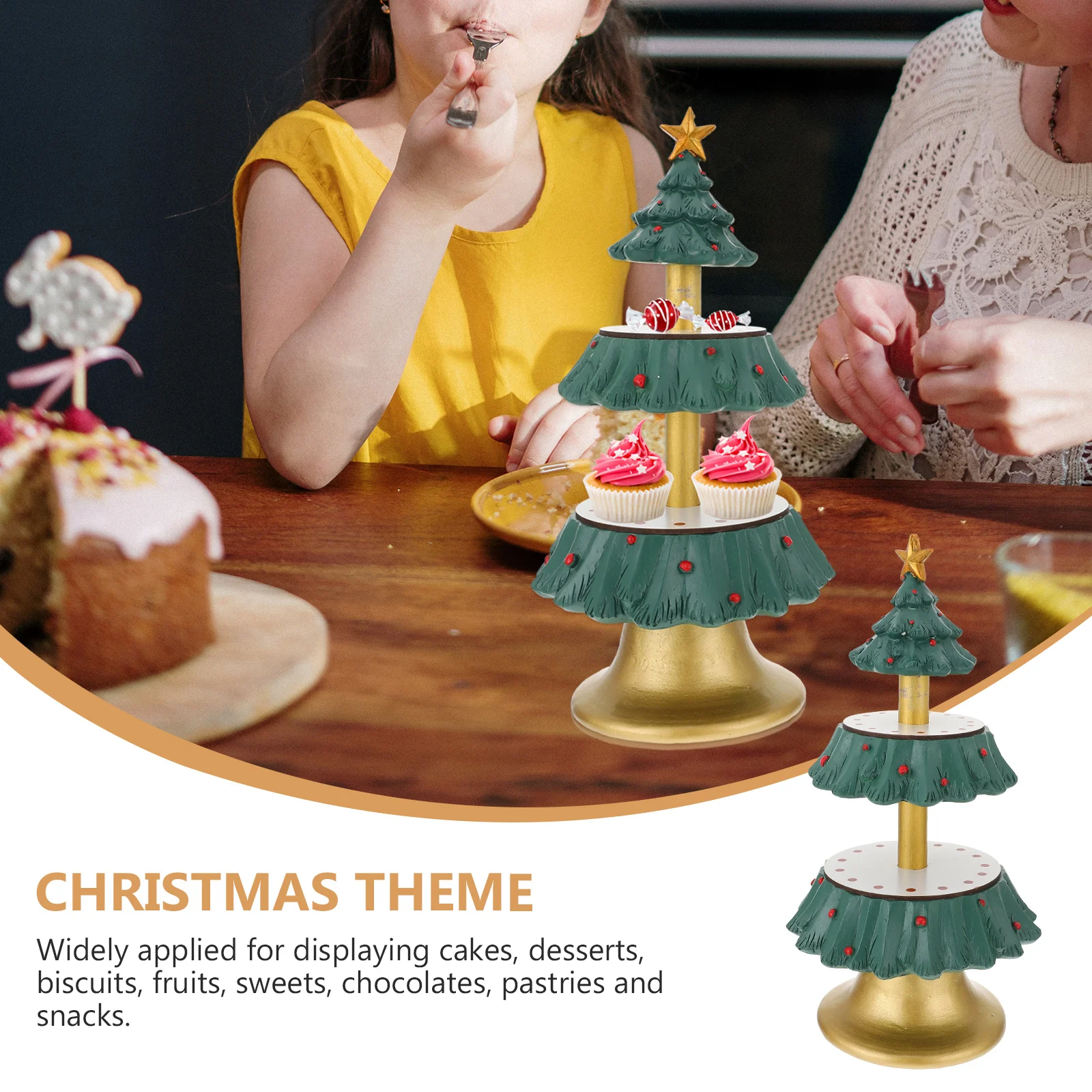 

Fruit Display Tower 1Set Xmas Cupcake Rack Two Layer Structure Eye Catching Xmas Party Supply Safe and Environmentally Friendly