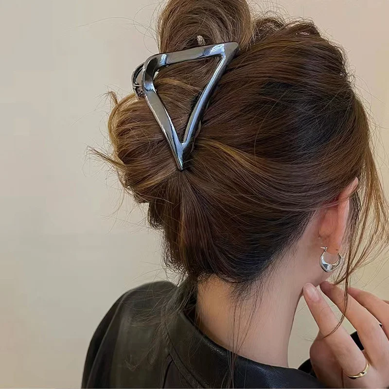 Einfache Haarspange aus Legierung, Metall-Dreieck-/Wellenförmige Haarklammer, Haarknoten-Perlen-Stirnband, Haar-Accessoires