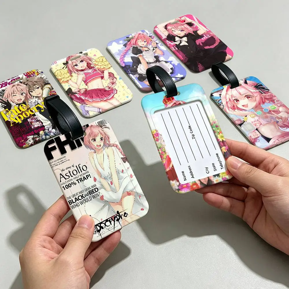 Fate Apocrypha Astolfo PVC Anti lost Luggage Identifier Tag Removable Information Card Holder Travel Baggage Tag