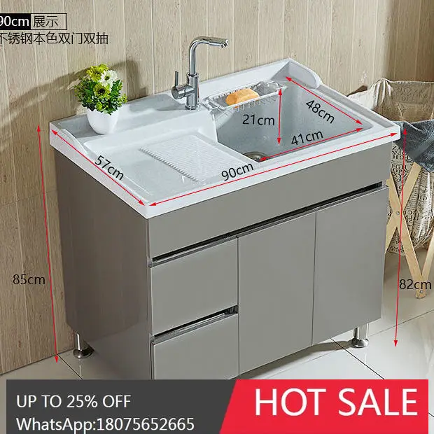 

MJY Balcony Stainless Steel Waterproof Moisture-Proof Laundry Bathroom Quartz Stone with Washboard Table
