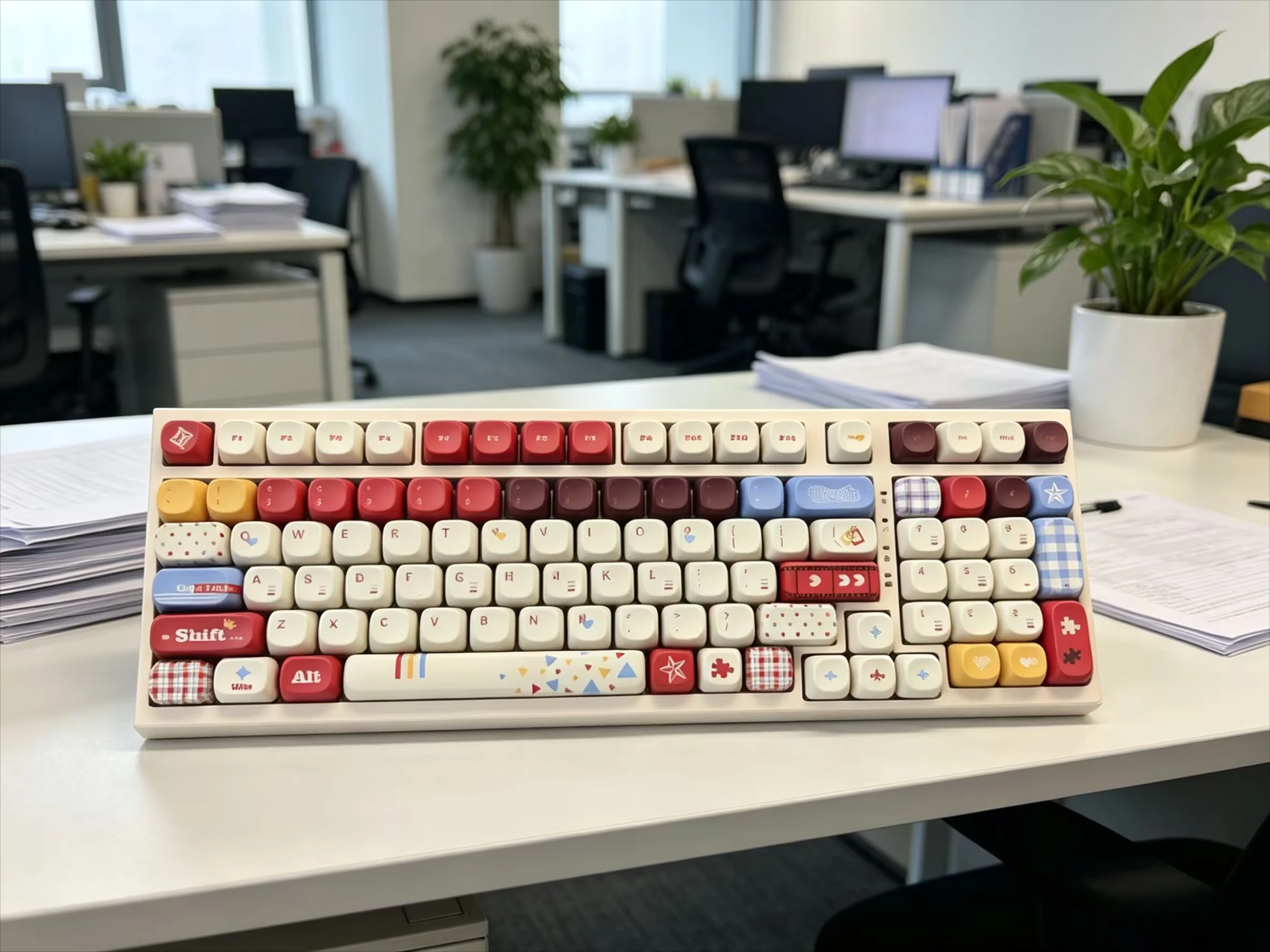 Super Player Keycaps Rounded Keycaps   Red, Yellow, and BlueTheme Keycaps, Dye Sublimation PBT Material  for Mechanical Keyboard