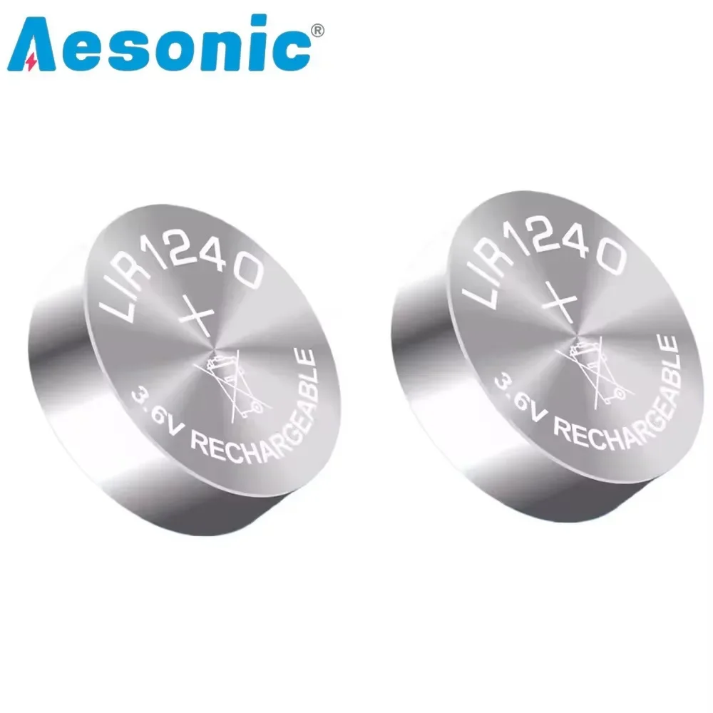 2PCS LIR1240 Rechargeable Button Battery with Charger for TWS Bluetooth Headphone Replaces CP1240 Cells Coin Lithium Battery