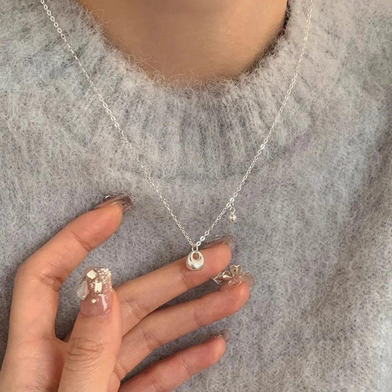 

Fashion Cute Lucky Bag Ball Pendant Necklace 925 Sterling Silver for Women justable Elegant Clavicular Chain Accessories Jewelry