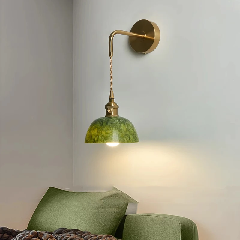 Luxury Jade French Style Wall Light Cream Style Bedroom Sofa TV Background Wall Decor Elegant Guesthouse Wall Lamps