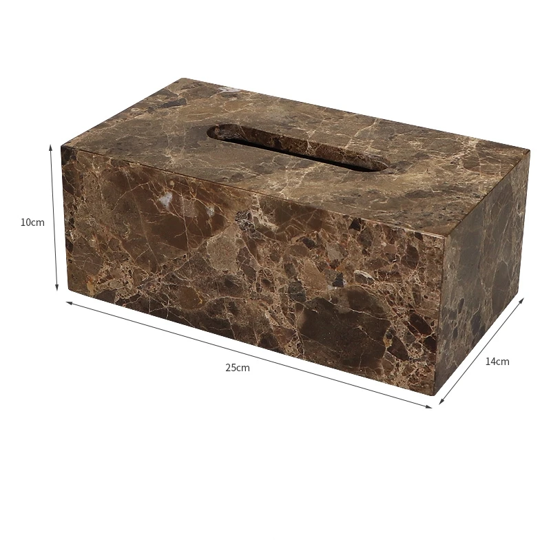 Factory Outlet 25x14x10CM Cuboid Natural Marble Stone Big Tissue Box Storage Organization Case