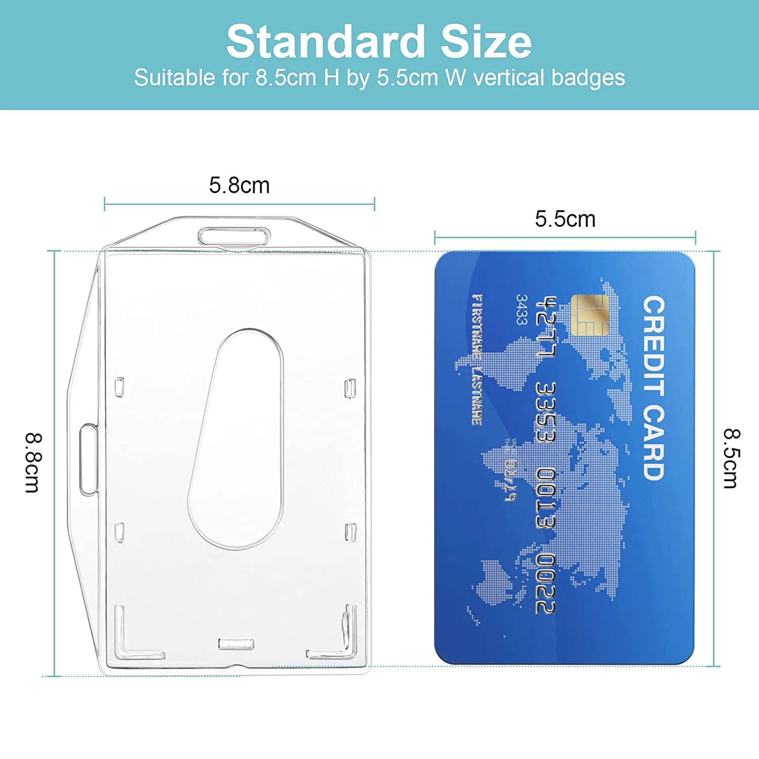 Porte-carte en plastique dur transparent, porte-badge double face, porte-carte de travail vertical, coque de couverture transparente, 1PC