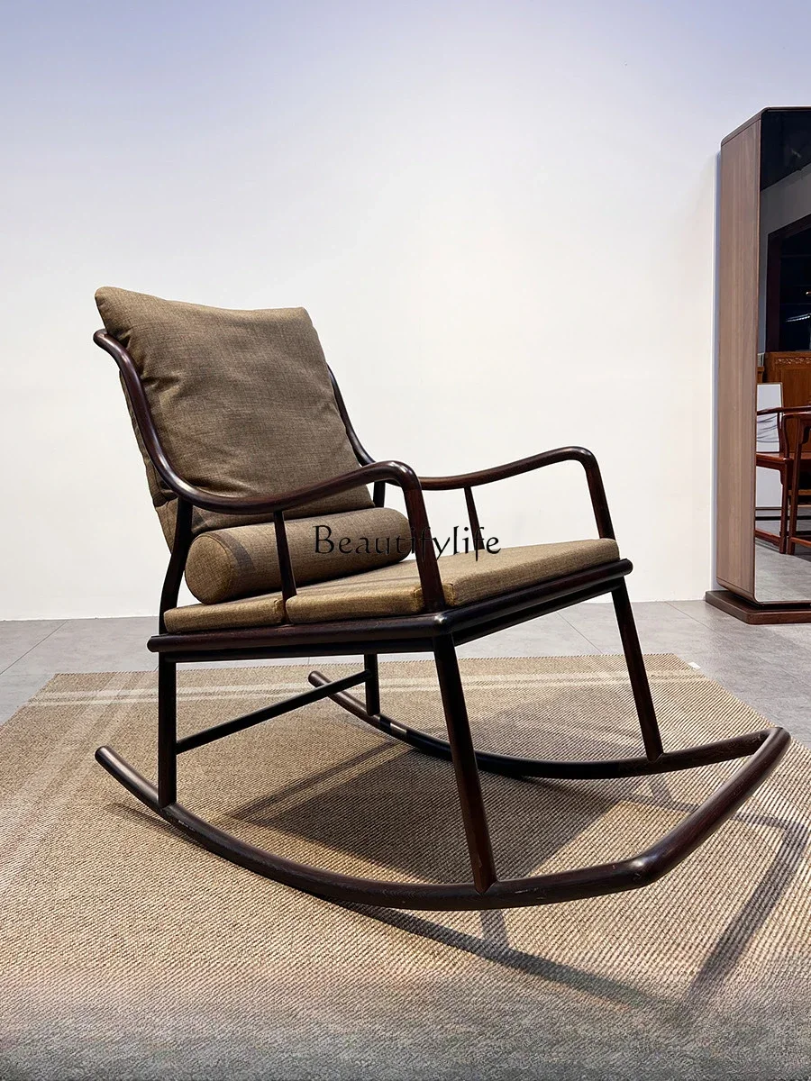 

FG43**New Chinese rocking chair mahogany balcony leisure old chicken wing wood lunch lounge chair