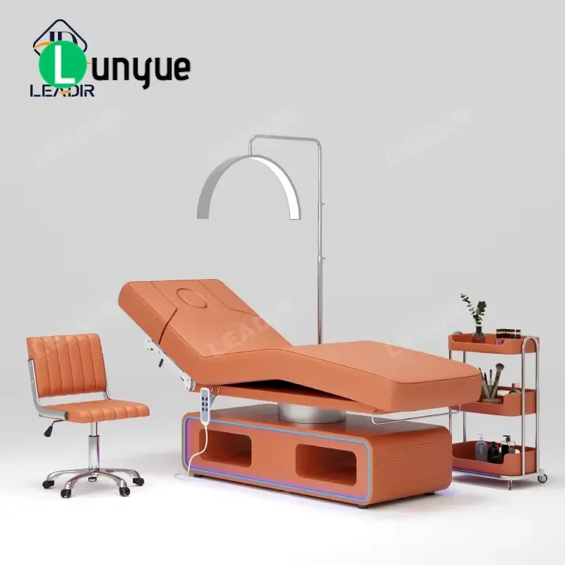 Electric Curved Beauty Bed for Facial Massage Therapy Spa Lounge Chair with Eyelash Extension Comfortable Design