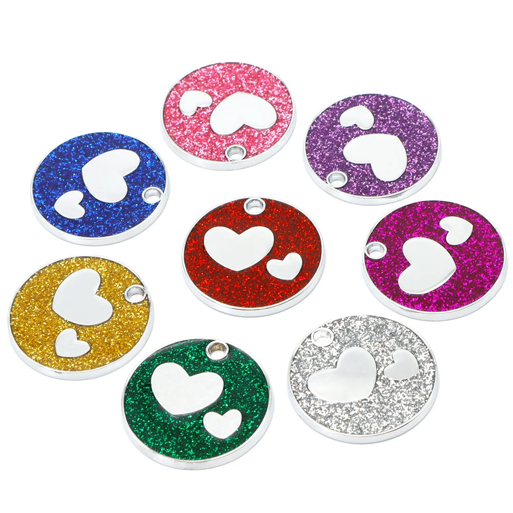 

100PCS Personalized Pet ID Tags Engraved Pet Name Heart Number Address Cat Dog Collar Animal Round Pendant Puppy Rabbit Necklace