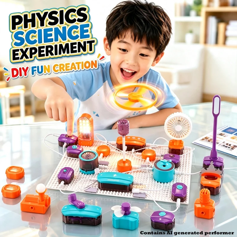 Science Experiment Kit Electronic Building Block Physics Circuit Board DIY Assembly Educational Handmade Toy Kid Boy Gifts