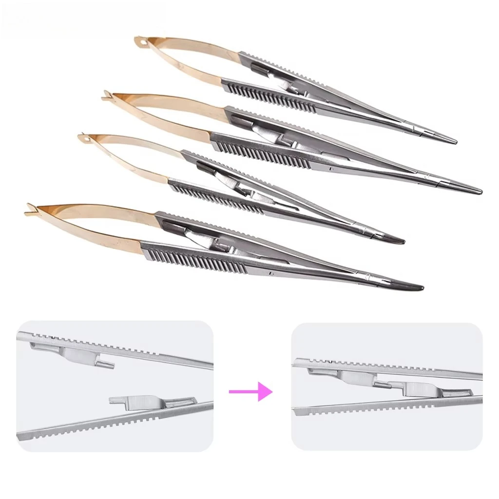 1Pc Dental Orthodontic Castroviejo Needle Holders with Lock Matrix Bands Placement Tweezer Straight/Curved Surgical Plier Forcep