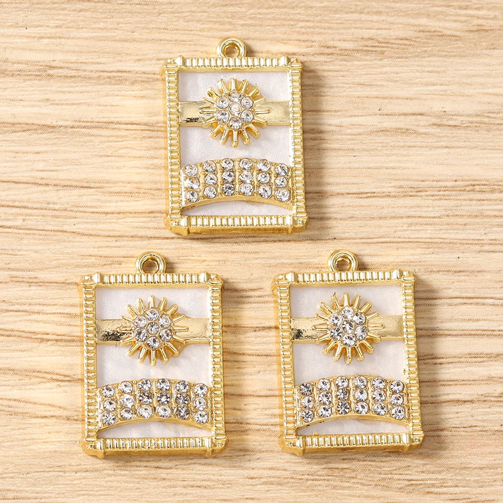 Tusember 5 Stück vergoldete Tarot-Stern-Mond-Böses-Auge-Hamsa-Hand-Anhänger Talisman-Charms für DIY-Schmuckherstellung, Halsketten, Ohrringe – Detail 15