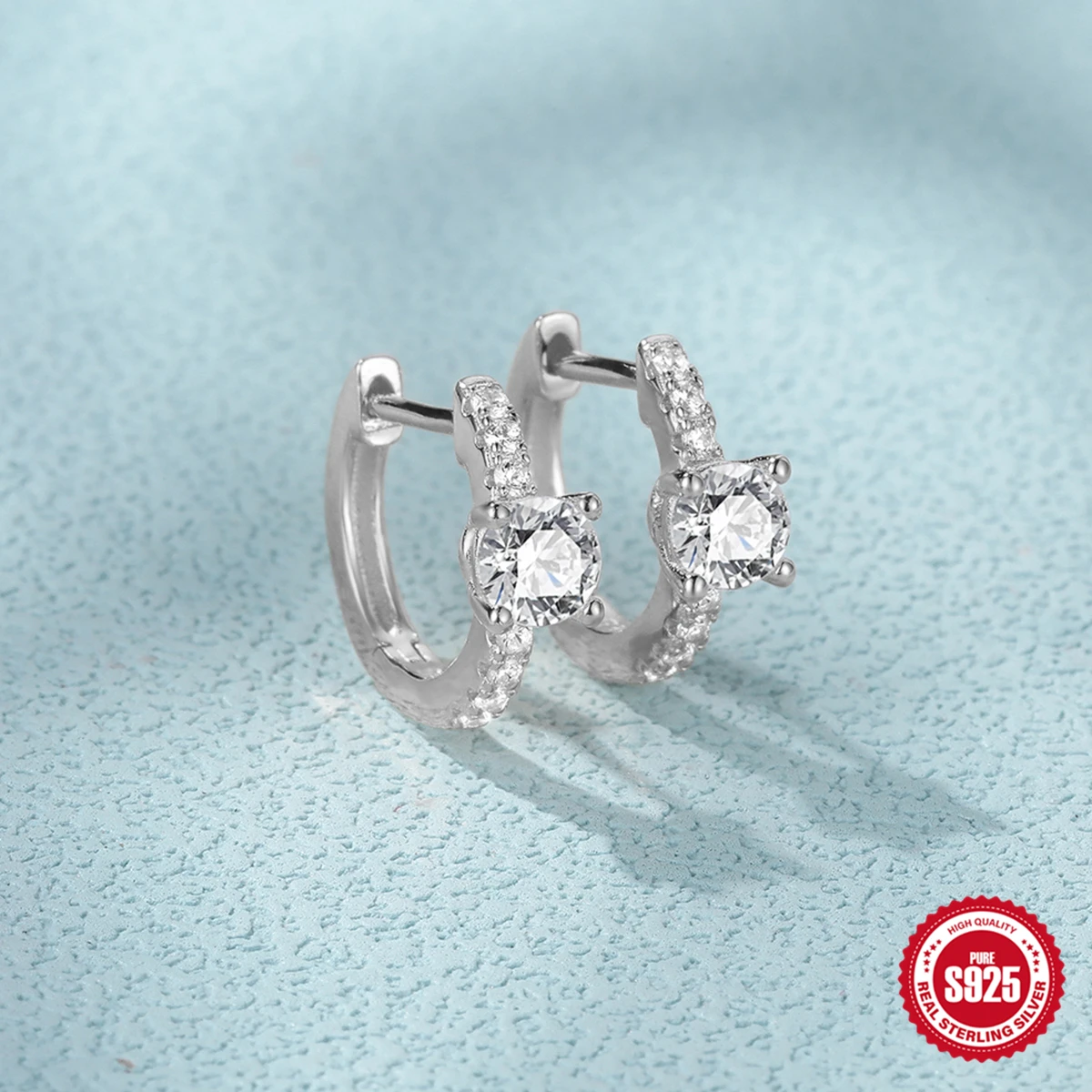 Picture 3: Aide 2025 Trend 925 Stamp Silver Color Turquoise Hoop Earrings For Women Pendientes 7/9/11mm Huggie Earring Fine Jewelry as Gift