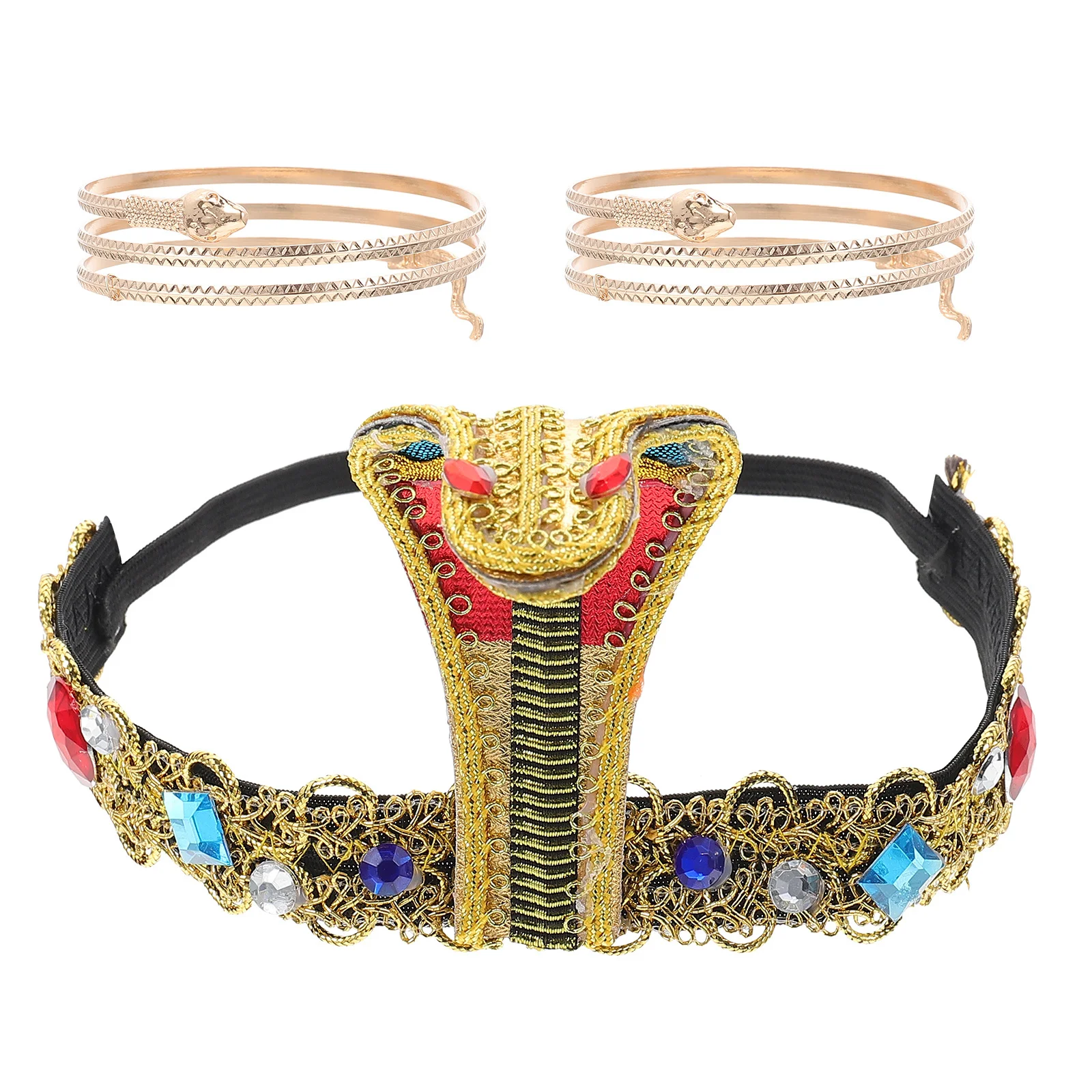 1 set Snake Shape Hair Hoop Bracelet Set Egyptian Style Party Accessory Costume Headdress Prop Decorative Arm Cuff Bangle