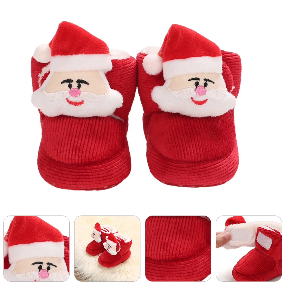 

Christmas Baby Cotton Boots Warm Toddler Shoes Lightweight AntiSlip Infant Booties Crib Walking Socks Newborn Santa Design Soft