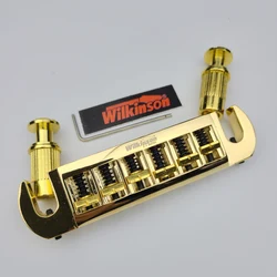 Wilkinson 52mm String Spacing Golden Adjustable Wraparound Bridge for Gibson/Epiphone Les Paul LP Electric Guitar Gold WOGT3