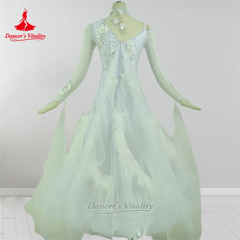 فساتين بلاكبول لمهرجان الرقص على شكل ريش الفالس للنساء ملابس الرقص الاجتماعي مع قلادة مخصصة لحيوية الراقصة #3