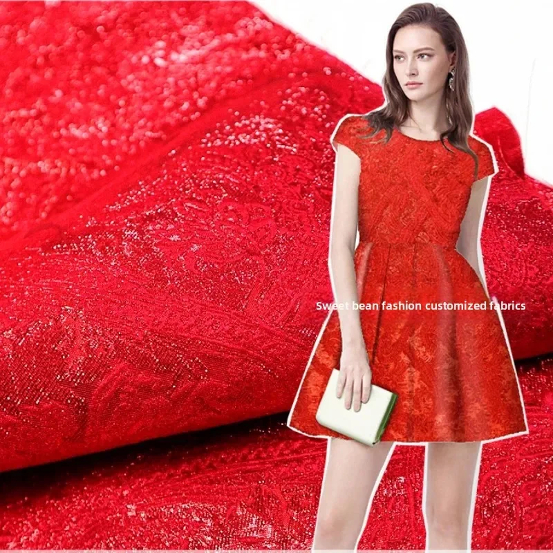 

Золотая парча жаккардовая ткань в стиле ретро с тиснением кешью темный узор блейзер одежда брендовый модный дизайн шить оптовая продажа ткани