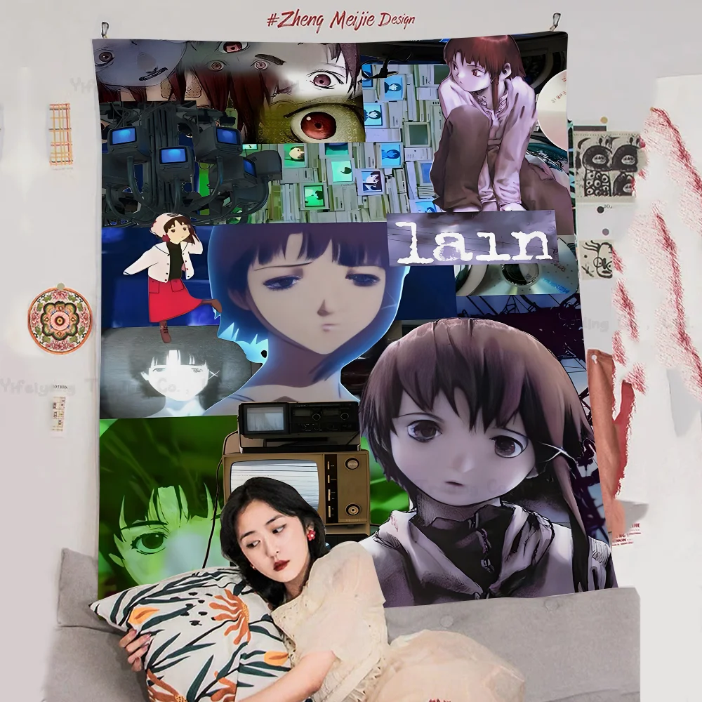 

Serial Experiments Lain Anime Tapestry Anime Tapestry Hippie Flower Wall Carpets Dorm Decor Wall Hanging Home Decor