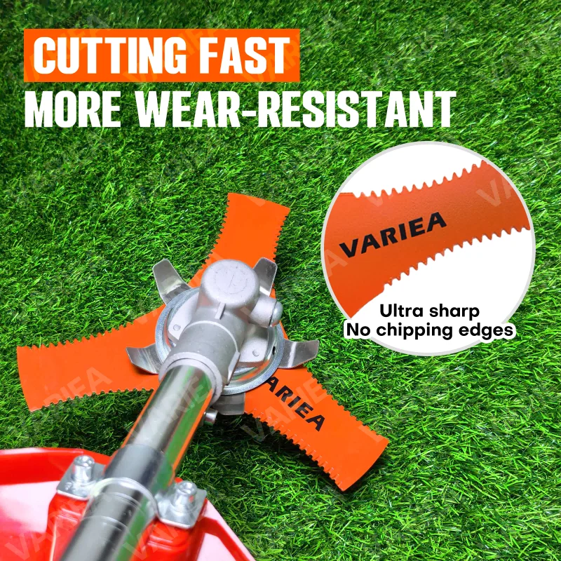 VARIEA-Upgrade 3T Sawtooth Trimmer Blade, 10-Inch High Hardness Lawn Mower Blade High Efficiency And Durability Suitable for Gas