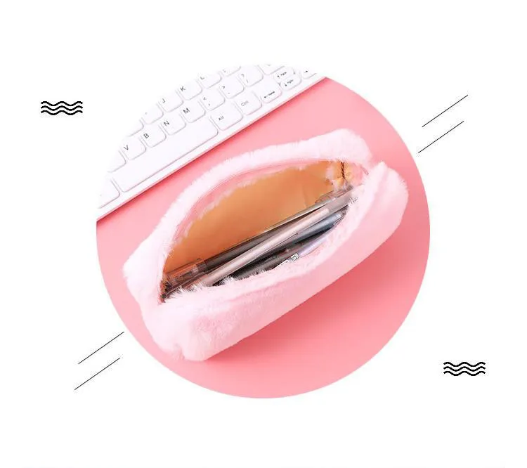 Creative Pen Box Small Fresh Cute Girl Plush Octagonal Pencil Case