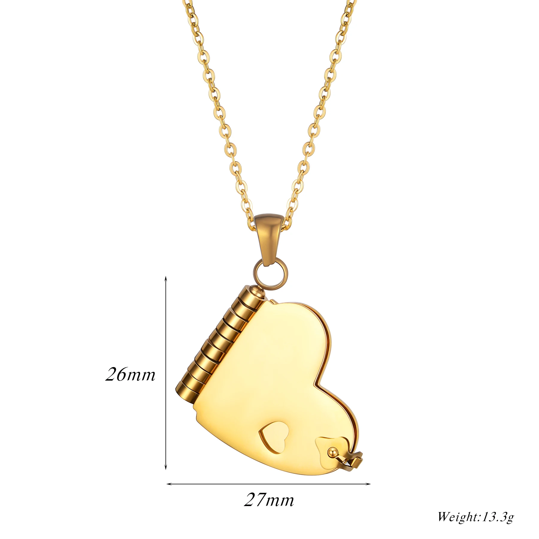 Collana con ciondolo libro in acciaio inossidabile a forma di cuore, messaggio personalizzato, testo apribile, libro multi-paglia, parole, regalo di gioielli personalizzati