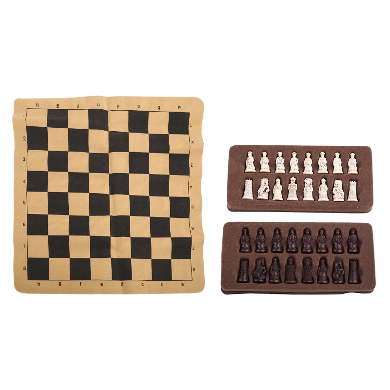 

Qingbing Chess Pieces Characters Parenting Gifts Entertainment Antique Chess Small Leather Chess Board