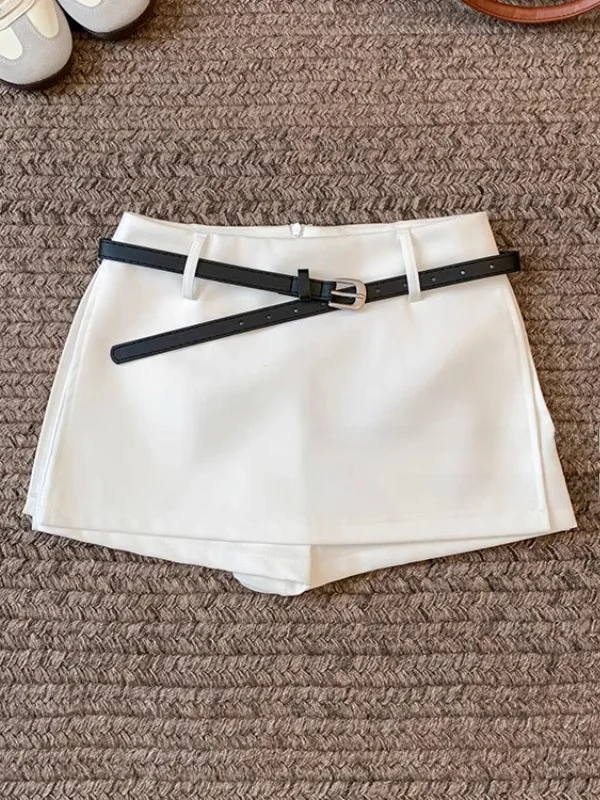 falda Blanca de Cintura Alta, Estilo Línea A, Adeazante, para Mujer, Verano, Nuevo Estilo, Talla Pequeña, Falda Nea d...