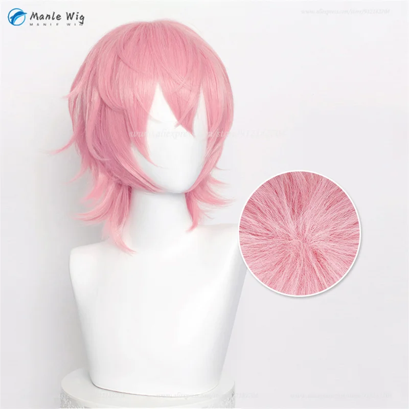 Anime Ayato Yuri peruka do Cosplay 40cm/35cm krótkie różowe puszyste włosy odporne na ciepło syntetyczne włosy impreza z okazji Halloween peruki +