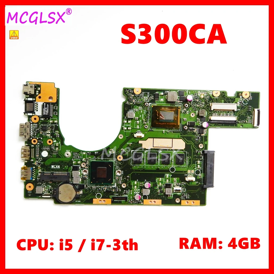 

S300CA With CPU: i5 / i7-3th Gen 4GB-RAM Notebook Mainboard For ASUS S300 S300C S300CA laptop Motherboard 100% Tested OK Used