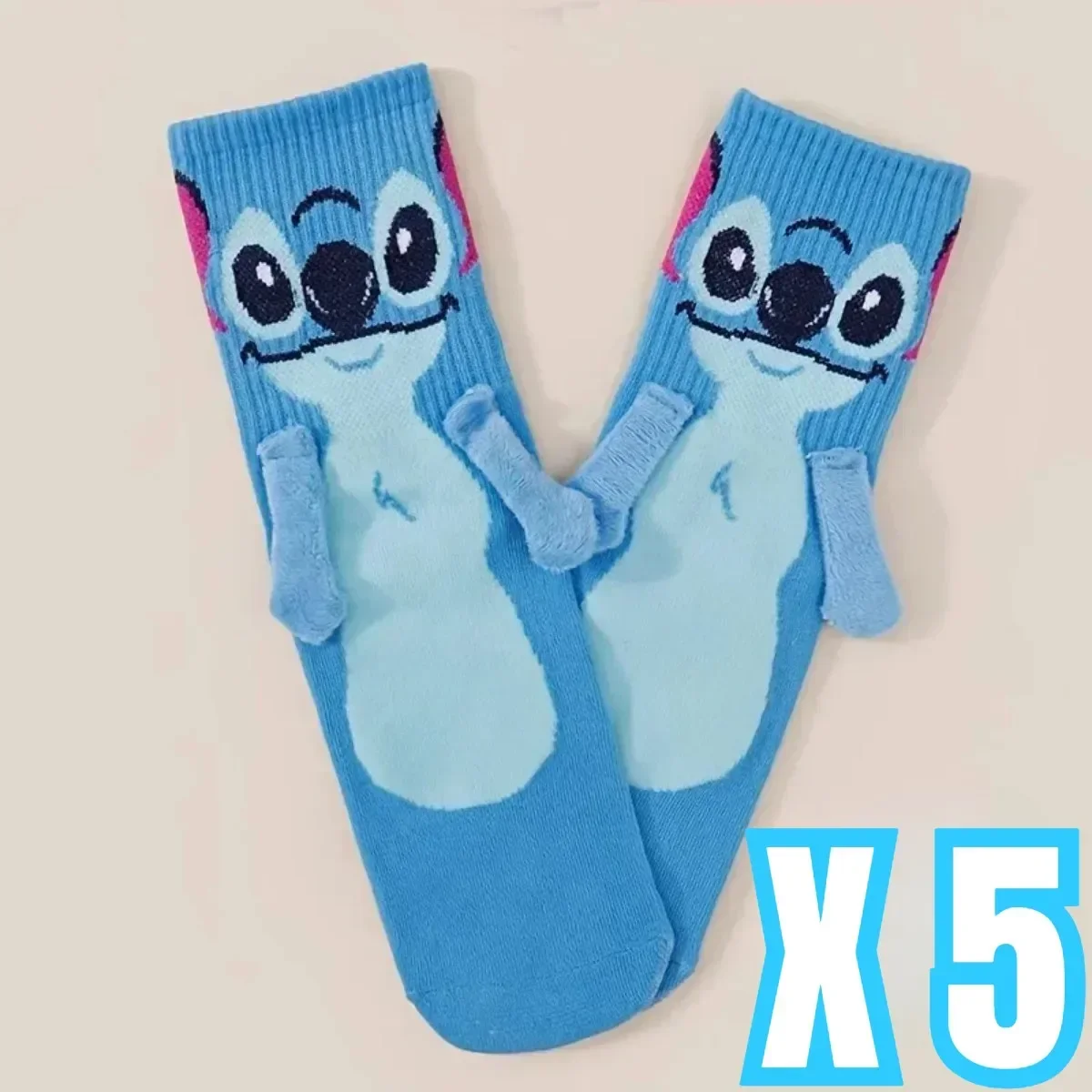 Bandai Anime Attraction Hand in Hand Socks Men and Women Mid Tube Interesting Couple Socks Floor Socks Funny Home - view 5
