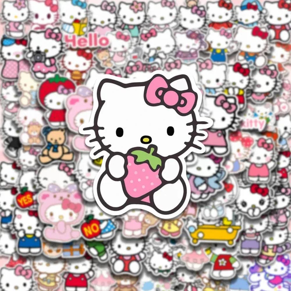 10/30/50/100pcs Cute Sanrio Hello Kitty Stickers Cartoon Kawaii Girls Decals DIY Laptop Stationery Phone Sticker for Kids Toys