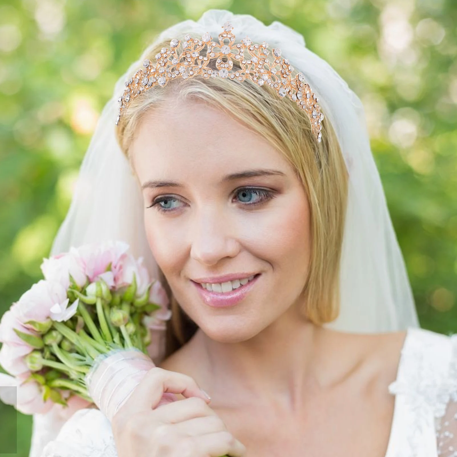 

Crystal Crown Bridal Flower Christmas Tiara Cosplay Accessories Shower Decorations Zinc Alloy Bride