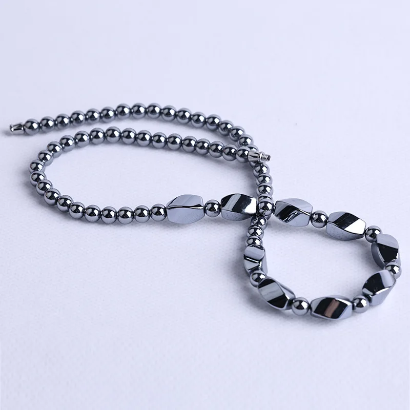 High Purity Silicon Natural Terahertz Stone Twisted Bead Necklace Rhombus Guard Fashion Versatile Neck Jewelry