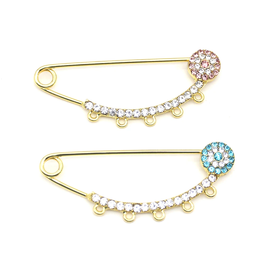 3 teile/los Vergoldet Muslim Islamischen Baby Pins Strass Kinderwagen Sicherheitsnadeln Mit Schlaufen für Neugeborene Geschenk Schmuck Machen – Detail 10