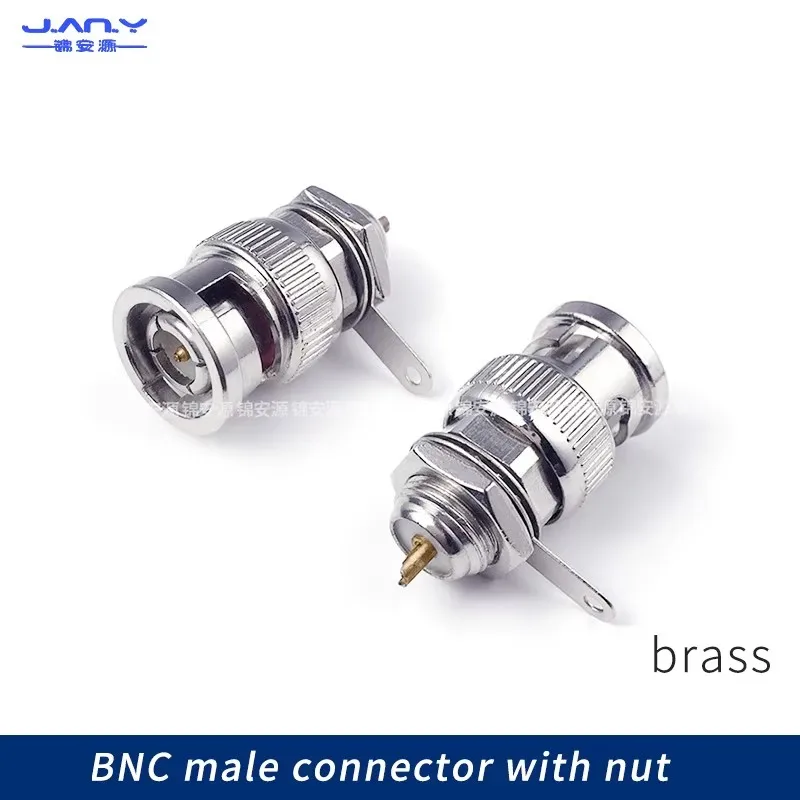 50 ohms Pure copper BNC male RF coaxial connector welded wire type Q9 headband with nut gasket panel secure