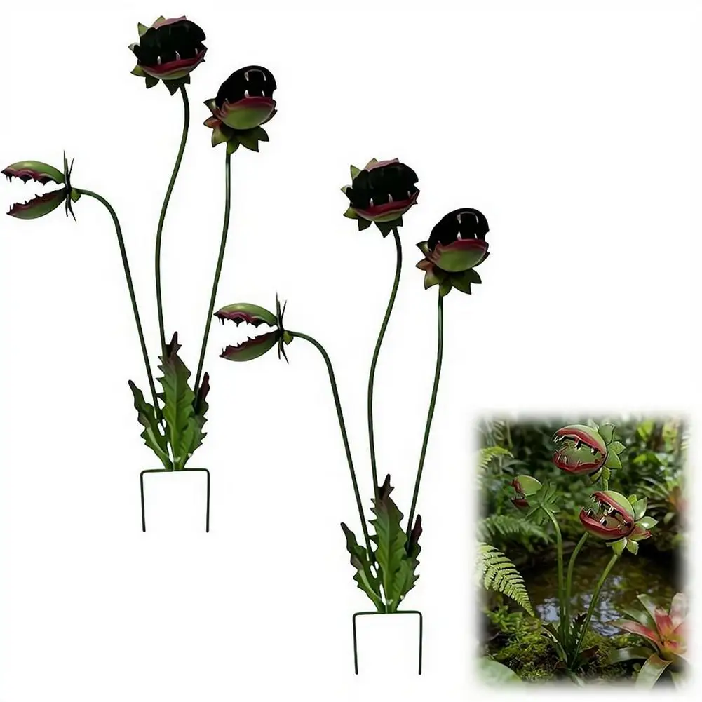 

Colorful Painted Flower Metal Garden Stake, Wrought Iron Flower Ground Plug Art Decor For Outdoor Yard Lawn Landscape Ornament