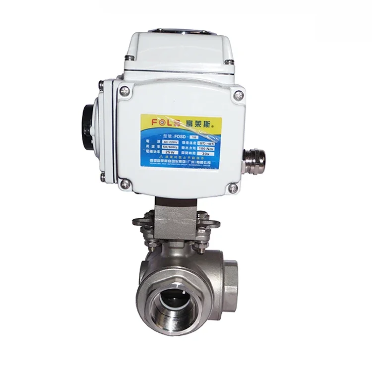 

220VAC 24VDC Electric Actuator stainless steel ball valve thread T L type 3 Way valve motor