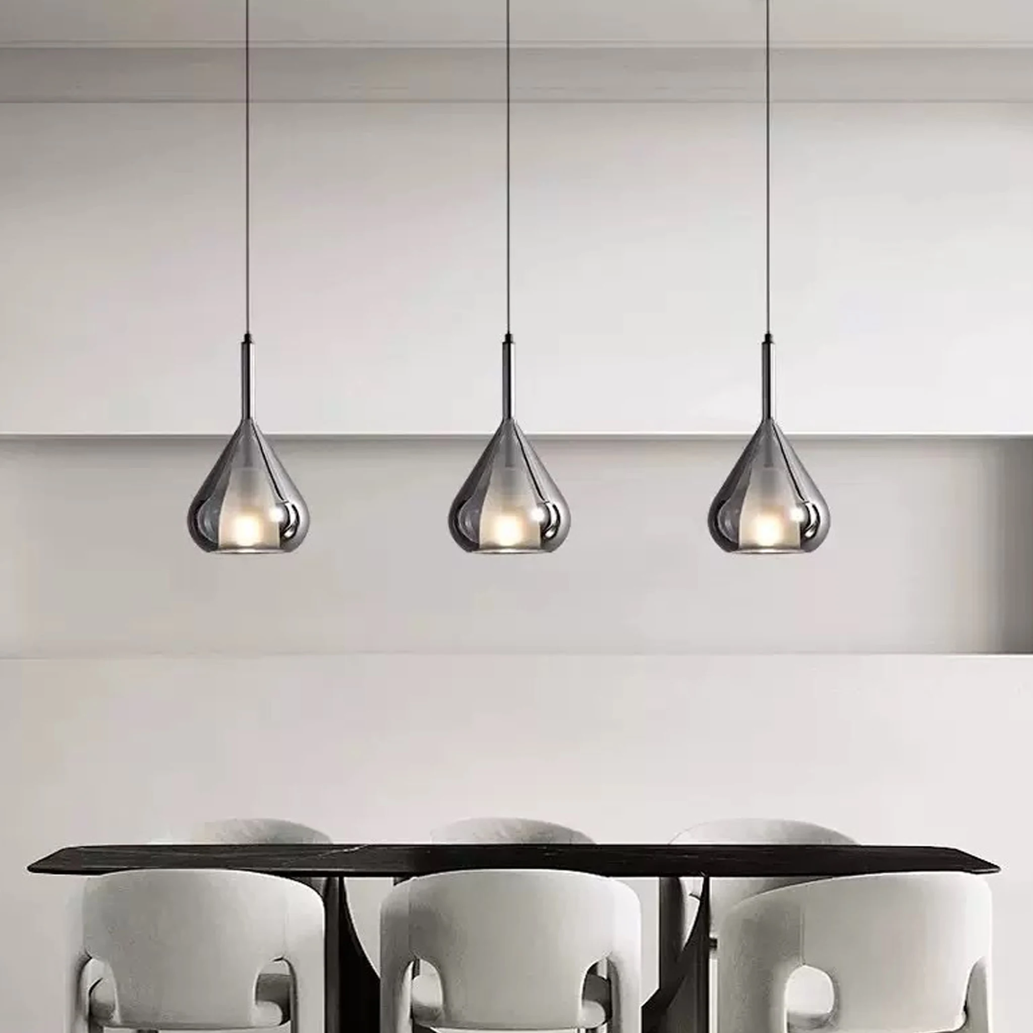 Minimalist Glass Pendant Light Luxury Bubble Adjustable Hanging Lamp Artistic Bar Dining Room Kitchen Island Cafe Bedroom