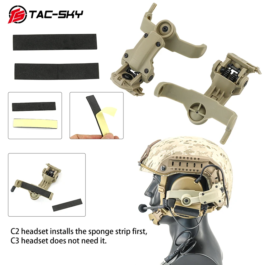 

TAC-SKY New Upgraded 2.0 Tactical Headset Stand ARC Rail Adapter for COMTAC II,COMTAC III Noise Reduction Shooting Headphones